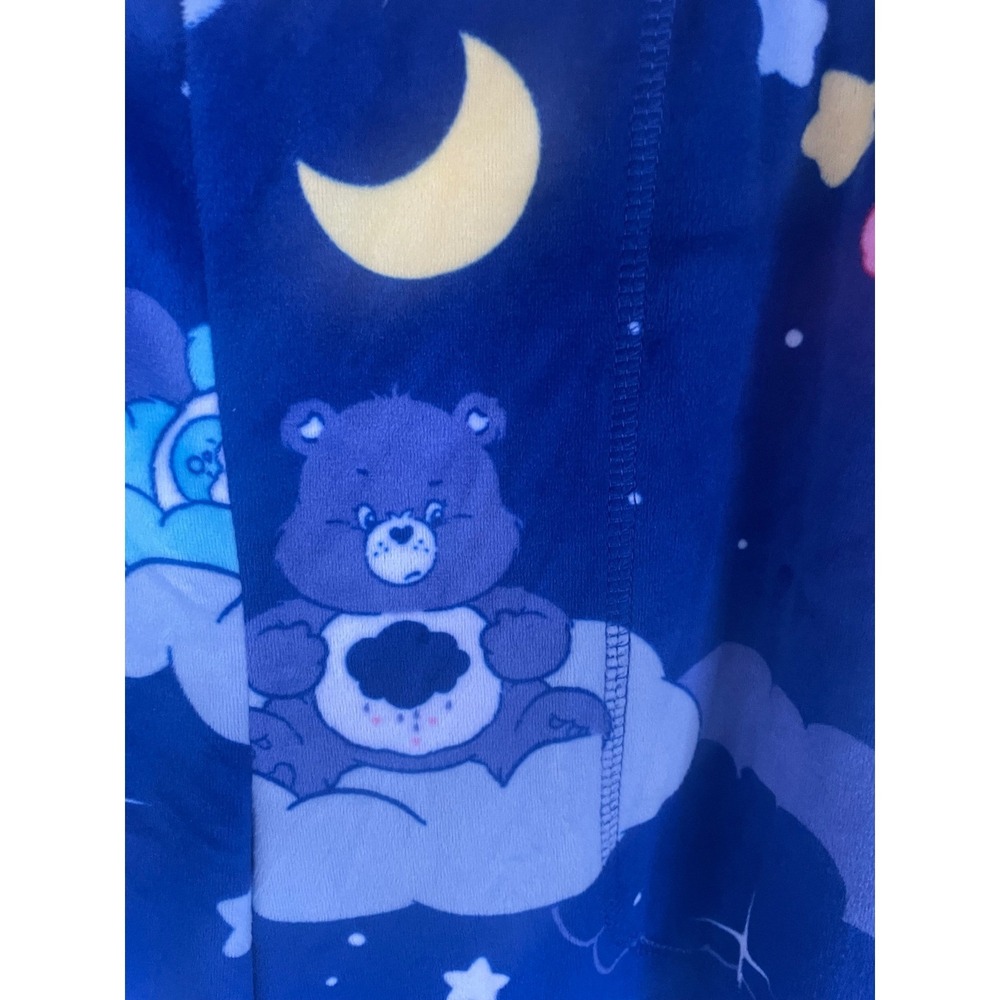 Care Bears Velour Pajama Pants Pockets Womens Size L Blue Clouds Moon Stars Cozy - Picture 5 of 9